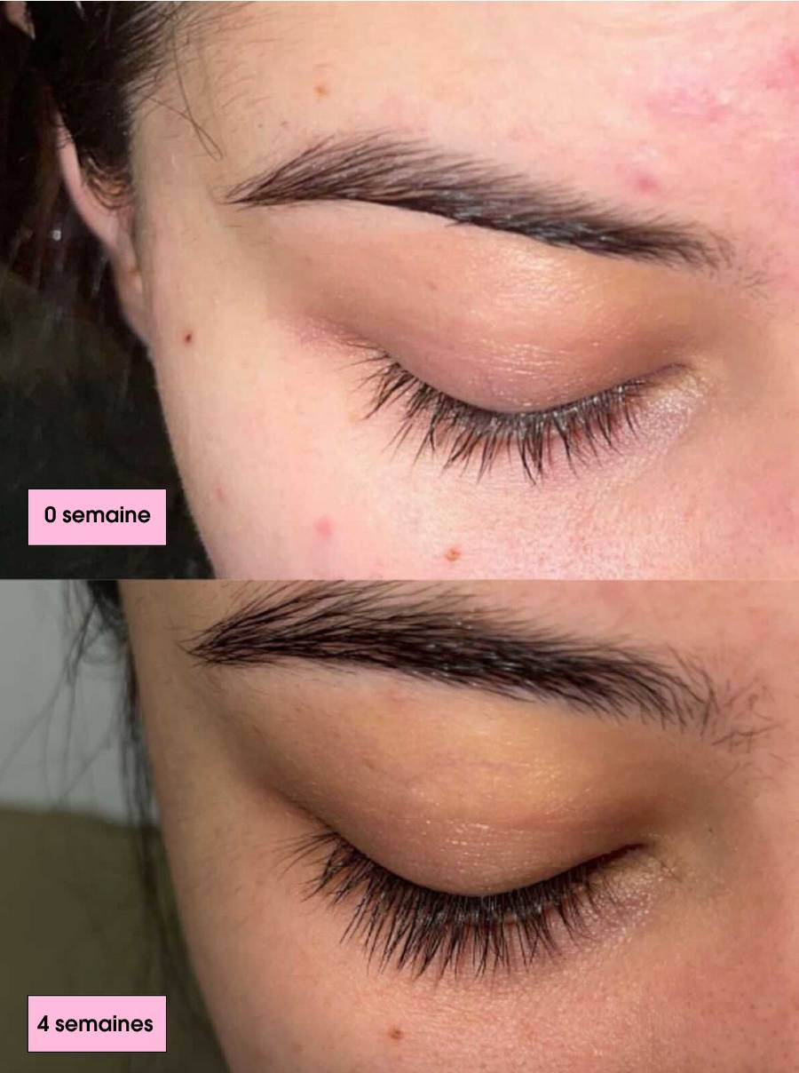 Avant et après 4 semaines de sérum pour cils Lashbydiyana– Résultat naturel